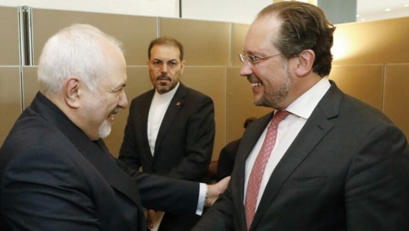 Schallenberg und Zarif (Bild: AUSSENMINISTERIUM/DRAGAN TATIC)