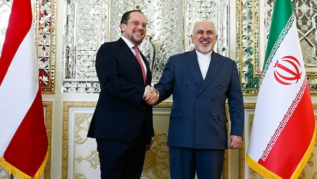 Zarif und Schallenberg zogen sich nach der Begrüßung zu Gesprächen zurück. (Bild: APA/BMEIA/MICHAEL GRUBER)