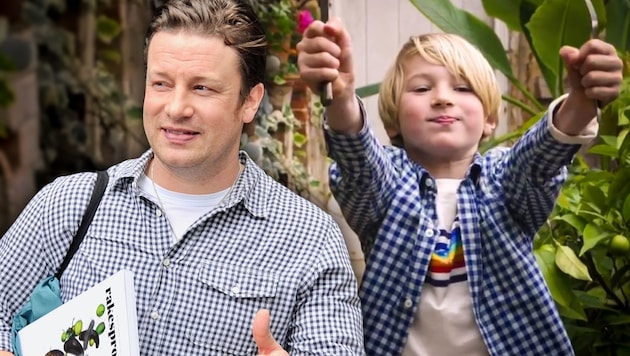 Akár az apa, akár a fiú: Buddy apja, Jamie Oliver nyomdokaiba lép, és BBC-s főzőműsort kap. (Bild: www.PHOTOPRESS.at, instagram.com, krone.at-Grafik)
