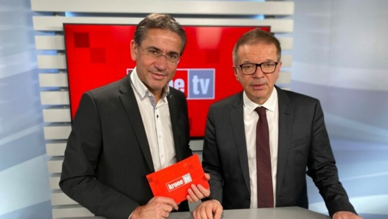 Gerhard Koller im Talk mit Gesundheitsminister Rudolf Anschober (Bild: krone.tv)