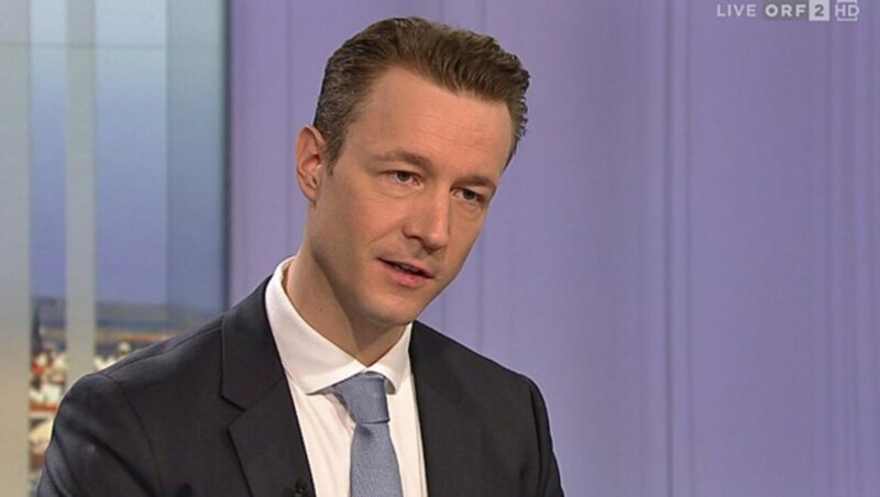 Finanzminister Gernot Blümel (ÖVP) in der ORF-„Pressestunde“ (Bild: Screenshot/ORF)