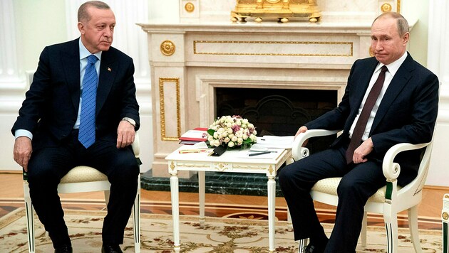 Die Präsidenten Recep Tayyip Erdogan und Wladimir Putin (Bild: AP)