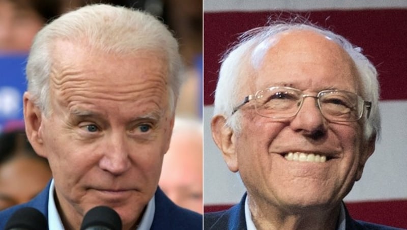 Auch wenn die beiden Favoriten um die Nominierung sehr unterschiedliche politische Ansichten haben, in einem Punkt sind sich Joe Biden (77, l.) und Bernie Sanders (78, r.) ähnlich: Sie sind ein paar Jahre älter als Amtsinhaber Donald Trump (73). (Bild: AFP)