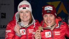 Lisa Grill (li.) holte in der Kombi ihr drittes Silber, Magdalena Egger ihre dritte Goldmedaille. (Bild: Kjell G Karlsen)