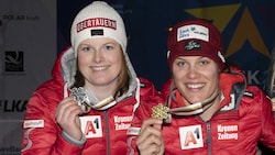 Lisa Grill (li.) holte in der Kombi ihr drittes Silber, Magdalena Egger ihre dritte Goldmedaille. (Bild: Kjell G Karlsen)