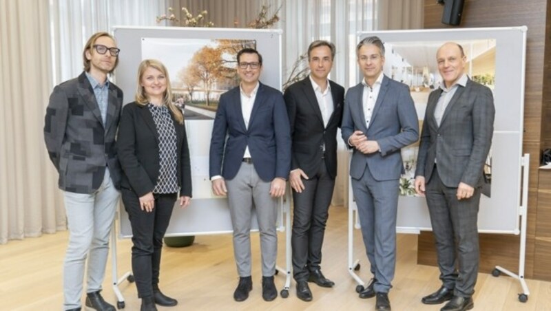 Architekt Andreas Salfellner, Ingrid Frisch (Stadtbaudirektion), Jörg Ehtreiber, Siegfried Nagl, Kurt Hohensinner, Gerd Hartinger (v.li.) (Bild: Foto Fischer)