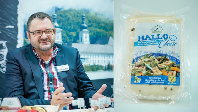Friedrich Mitterhumer stellte in Nürnberg den Grill- und Brat-Käse nach Halloumi-Art vor. (Bild: Markus Wenzel (2))