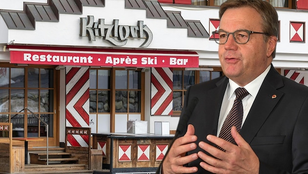 Die Causa um Hotspots in Tiroler Skiorten beschäftigt mittlerweile auch die Justiz. Am Dienstag wurde Anzeige gegen Landeshauptmann Günther Platter (ÖVP) eingebracht. (Bild: APA/JAKOB GRUBER, APA/ERICH SPIESS, krone.at-Grafik)