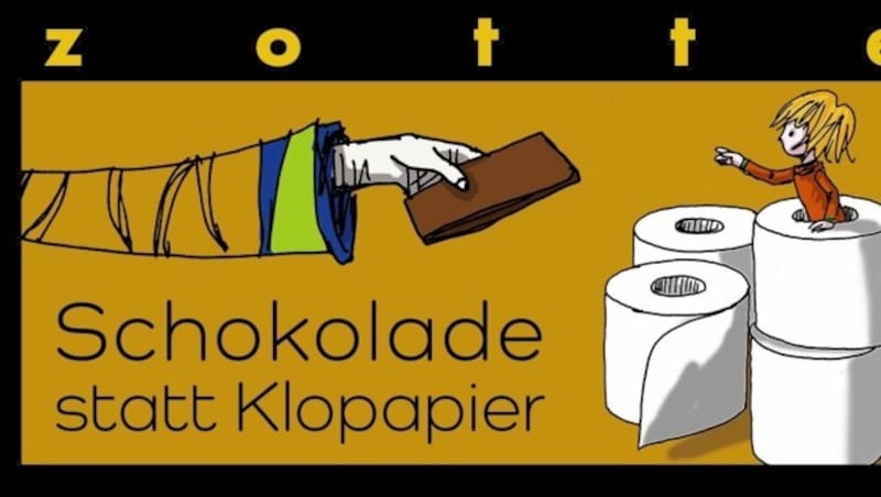 „Schokolade statt Klopapier“ - Zotter hat schon wie nach dem Ibiza-Video rasch mit eine neuen Kreation reagiert. (Bild: Zotter Schokoladen)