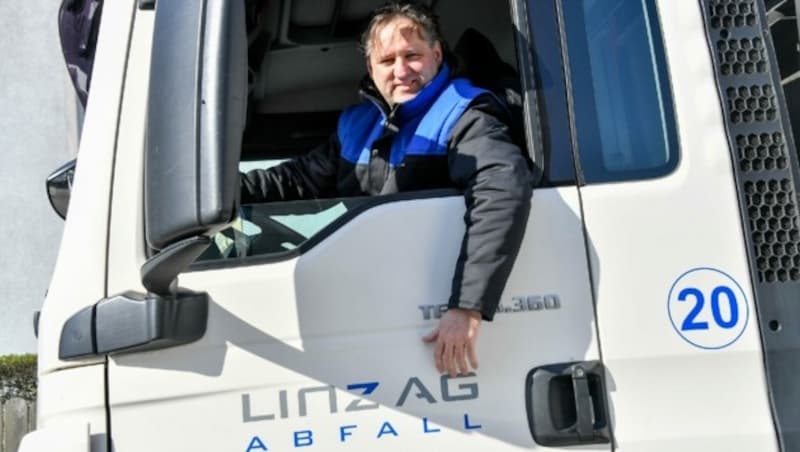 Leo Luger, Lkw-Fahrer der Linz AG Abfall (Bild: Harald Dostal)