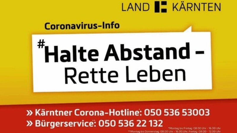 So sollen die Corona-Plakate des Landes aussehen. (Bild: Land Kärnten)