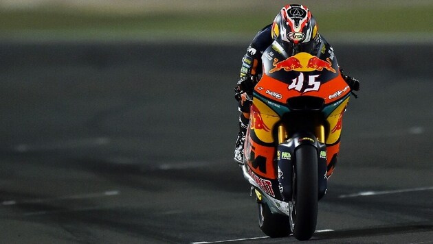 Tetsuta Nagashima fuhr beim Grand-Prix von Katar in der Moto2-Klasse den Sieg für KTM ein. (Bild: EPA)