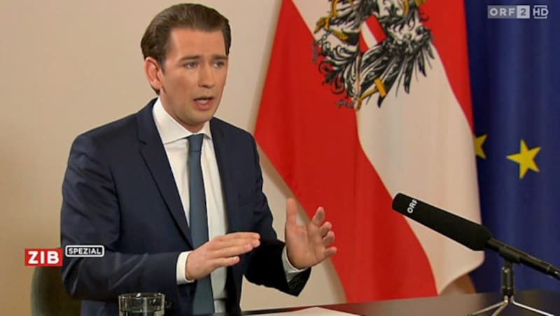 Bundeskanzler Sebastian Kurz in der „ZiB spezial“ (Bild: Screenshot/ORF)