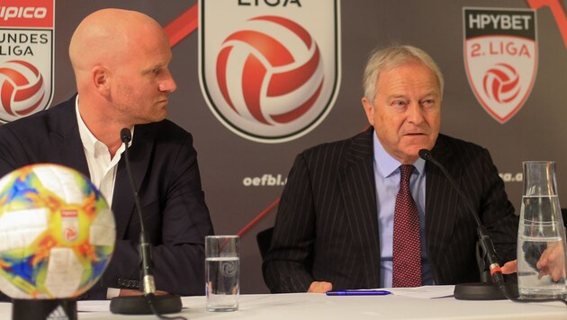 Bundesliga-Boss Christian Ebenbauer und ÖFB-Präsident Leo Windtner (Bild: GEPA pictures)