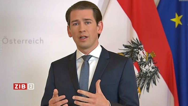 Bundeskanzler Sebastian Kurz (ÖVP) in der „ZiB 2“ (Bild: Screenshot/ORF)