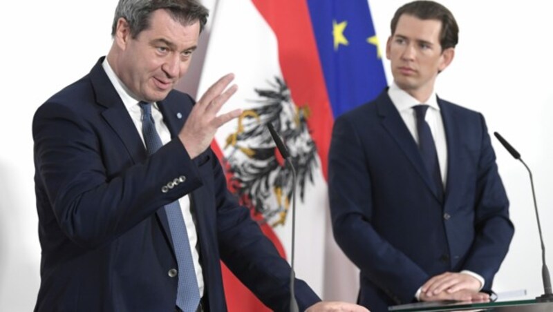 Der bayrische Ministerpräsident Markus Söder sieht die Vorgehensweise der österreichischen Bundesregierung als Vorbild für Deutschland. (Bild: APA/HANS KLAUS TECHT)