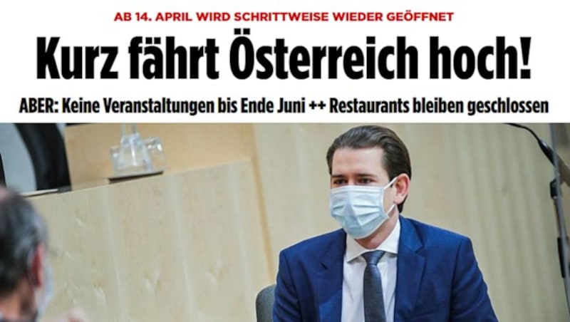 Headline der „Bild“-Zeitung vom 6. April (Bild: Screenshot/Bild)