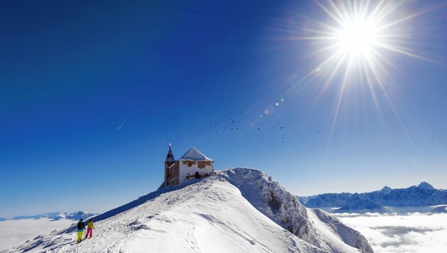 Auch am Gipfel vom Dobratsch gab es im Februar Sonne pur. (Bild: Region Villach Tourismus GmbH)