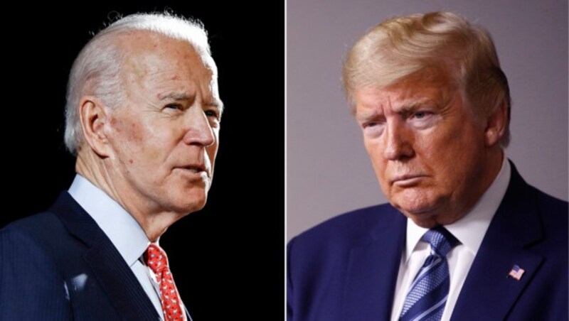 Joe Biden (li.) und der amtierende US-Präsident Donald Trump (Bild: AP)