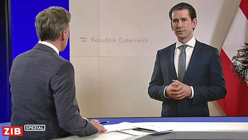 Bundeskanzler Sebastian Kurz im Gespräch mit ORF-Moderator Tarek Leitner (Bild: Screenshot/ORF)