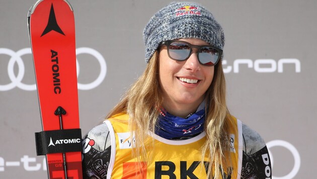 Ester Ledecka fuhr zuletz in Tarvis im Super-G auf Rang drei.