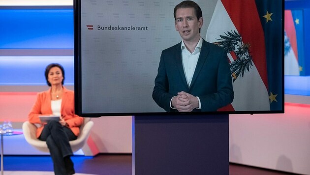 Sebastian Kurz zugeschaltet bei „Maischberger“. (Bild: WDR/Oliver Ziebe)