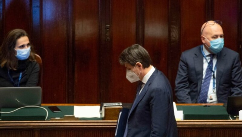 Italiens Premierminister Giuseppe Conte im Parlament in Rom (Bild: AFP)