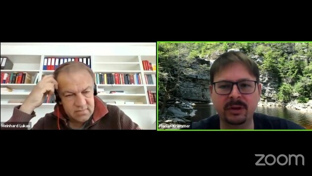 Meinhard Lukas und Florian Krammer am Montagnachmittag im Zoom-Gespräch (Bild: Screenshot)