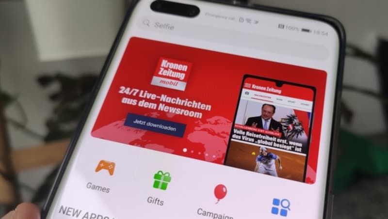 Die „Krone“-App ist in Huaweis App Gallery bereits präsent. (Bild: Dominik Erlinger)