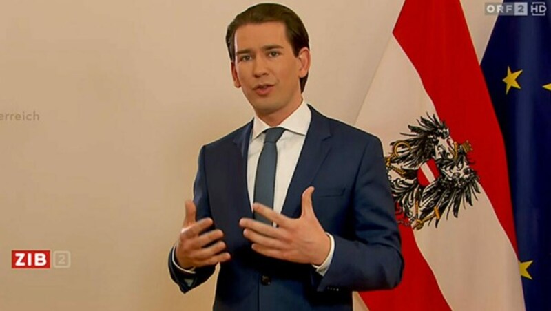 Bundeskanzler Sebastian Kurz (ÖVP) in der „ZiB 2“ (Bild: Screenshot/ORF)