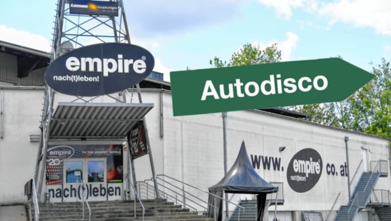 Am 9. Mai soll auf dem Parkplatz vor dem Empire die Autodisco stattfinden. Die Gemeinde St. Martin im Mühlkreis erteilte grünes Licht. (Bild: Fotos: Harald Dostal, Thomas Reimer-stock.adobe.com)