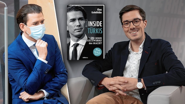 „Inside Türkis“: Buchautor und „Krone“-Redakteur Klaus Knittelfelder hat einen Blick auf jene Leute geworfen, mit denen sich Sebastian Kurz umgibt. (Bild: APA, edition, "Krone", krone.at-Grafik)