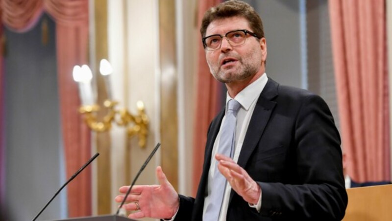 Gottfried Hirz (Die Grünen, Klubobmann) bei einer Rede im Landtag (Bild: © Harald Dostal)