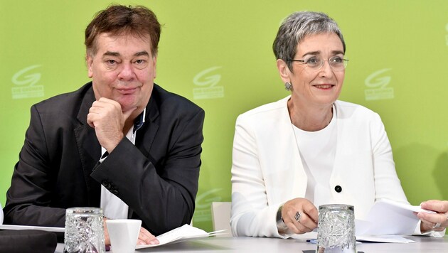 Werner Kogler und Ulrike Lunacek (Bild: APA/HERBERT NEUBAUER)
