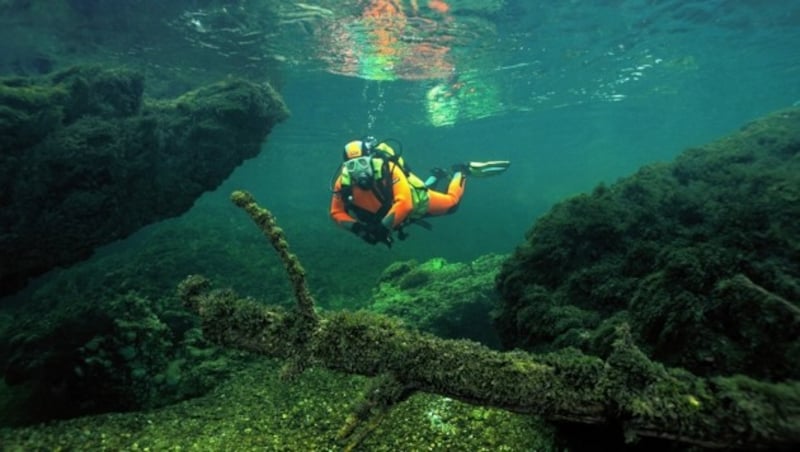 Taucher erkunden den Fluss. (Bild: Franz Hajek)