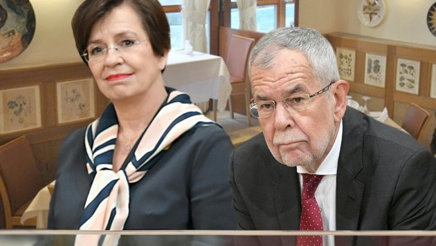 Doris Schmidauer und Bundespräsident Alexander Van der Bellen (Bild: APA/Herbert Neubauer, Sole, Fotomontage krone.at-Grafik)