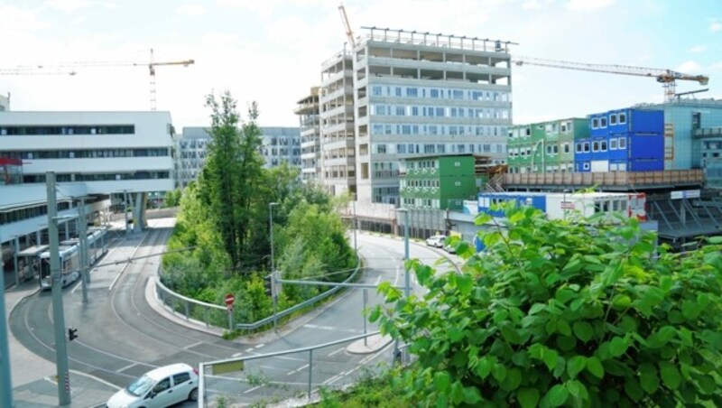 Das zweite Modul des Med-Campus in Graz wird gerade für rund 190 Millionen Euro errichtet. (Bild: Sepp Pail)