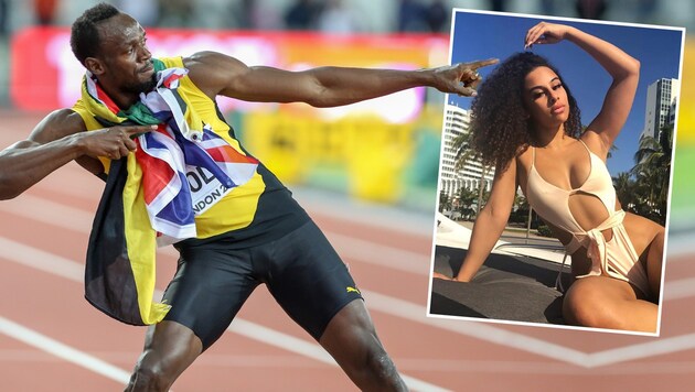 Usain Bolt mit seiner Freundin Kasi Bennett (Bild: GEPA, instagram, krone.at-grafik)