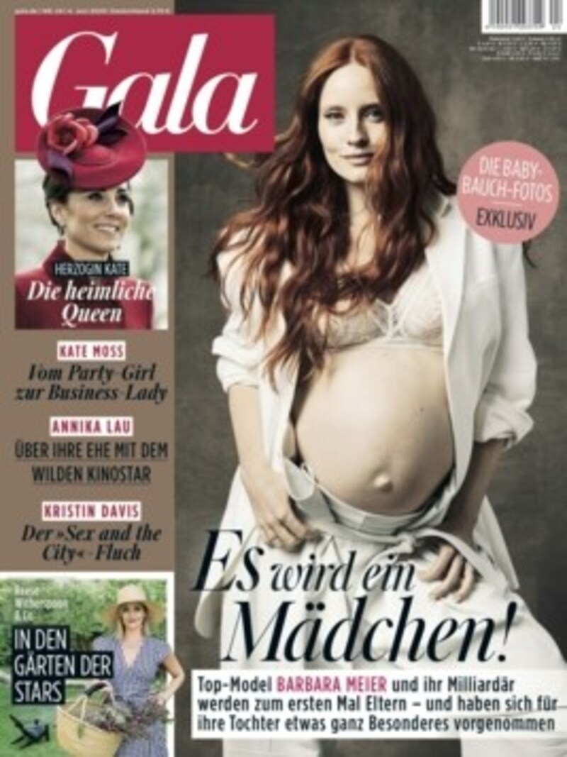 Barbara Meier zeigt ihren Babybauch auf dem Cover der aktuellen „Gala“. (Bild: obs/Gruner+Jahr, Gala)