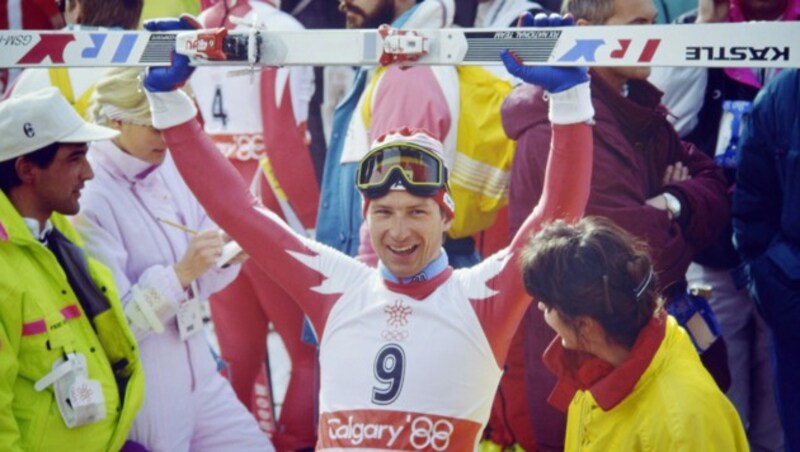 Der Warther Hubert Strolz gewann 1988 in Calgary Gold in der Kombi, holte sich Silber im Riesentorlauf und verpasste Bronze im Super-G nur um 0,03 Sekunden. (Bild: Schaadfoto/Werek)