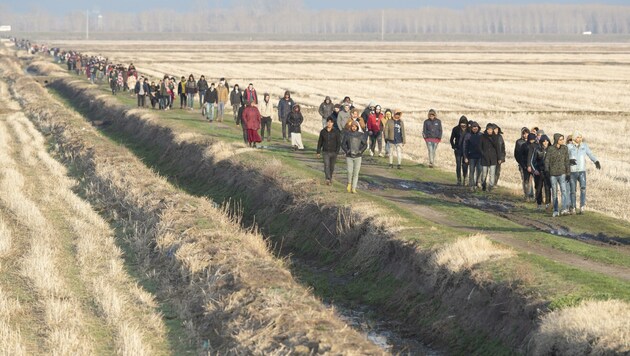 Mehr als 6000 Flüchtlinge sollen sich mobilisiert haben (Archivbild), um den griechisch-türkischen Grenzfluss Evros illegal zu überwinden. (Bild: TOLGA BOZOGLU)