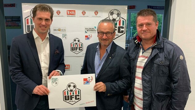 Der Vorstand des neuen UFC Hallein mit Obmann Helmut Wasserbacher (M.) und seinen beiden Vize Jurica Mustac (li.) und Oliver Lackner (Bild: König)