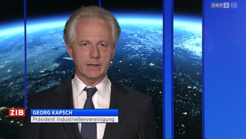 IV-Präsident Georg Kapsch in der „ZiB 2“ (Bild: ORF)