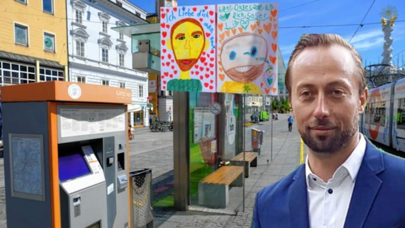 Kinderzeichnung am Tatort auf dem Linzer Hauptplatz: „Onkel Dani, wir vermissen dich!“ (Bild: Horst Einöder, zVg)