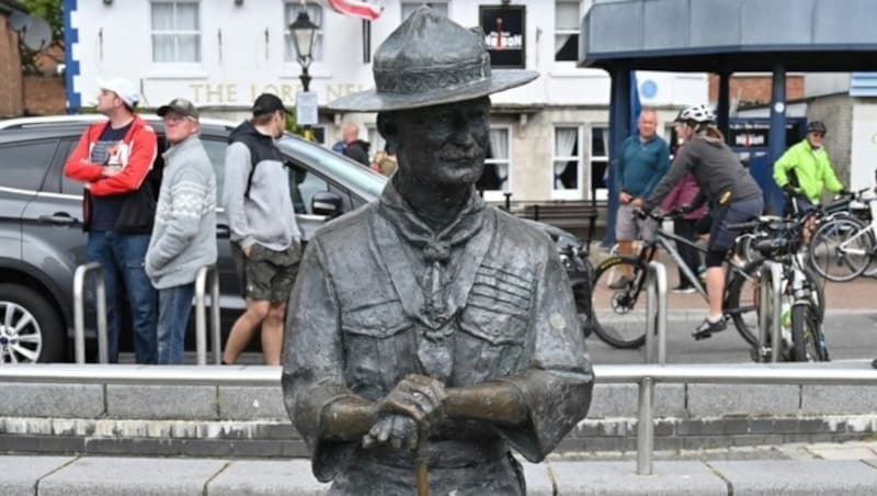 Die Statue von Baden-Powell. Dem Pfadfinder-Gründer werden rassistische und homophobe Ansichten vorgeworfen. (Bild: AFP)