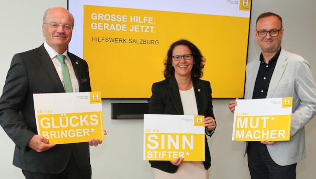 Das Hilfswerk zieht Corona-Bilanz: Präsident Christian Struber, die Geschäftsführer Daniela Gutschi und Hermann Hagleitner (Bild: Hilfswerk)