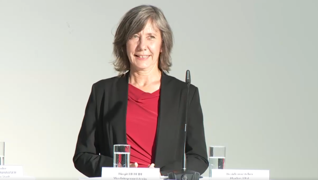 Vizebürgermeisterin Birgit Hebein während der Pressekonferenz. (Bild: Screenshot APA)