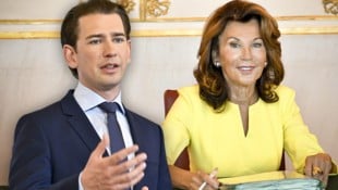 Auch Sebastian Kurz (ÖVP) zeigt sich tief betroffen über den Tod von Brigitte Bierlein (Bild: APA/HERBERT NEUBAUER, krone.at-Grafik)