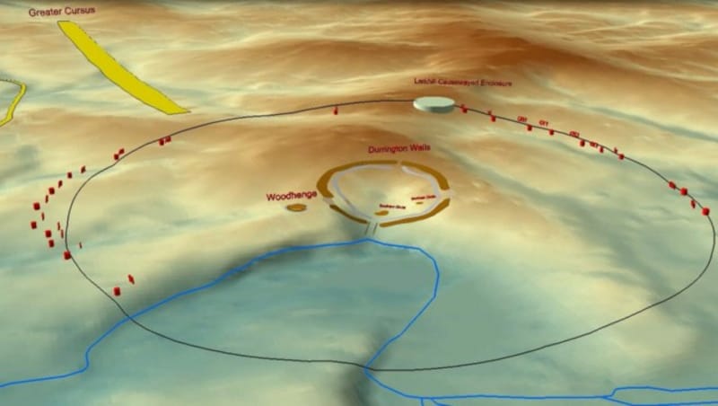 Das riesige prähistorische Monument haben britische und österreichische Archäologen in der Nähe von Stonehenge entdeckt. (Bild: APA/UNIVERSITY OF BRADFORD)