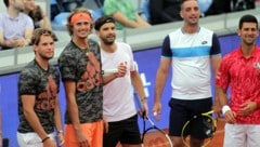 Dominic Thiem, Alexander Zverev, Grigor Dimitrow, Viktor Troicki und Novak Djokovic (von li. nach re.) (Bild: GEPA )